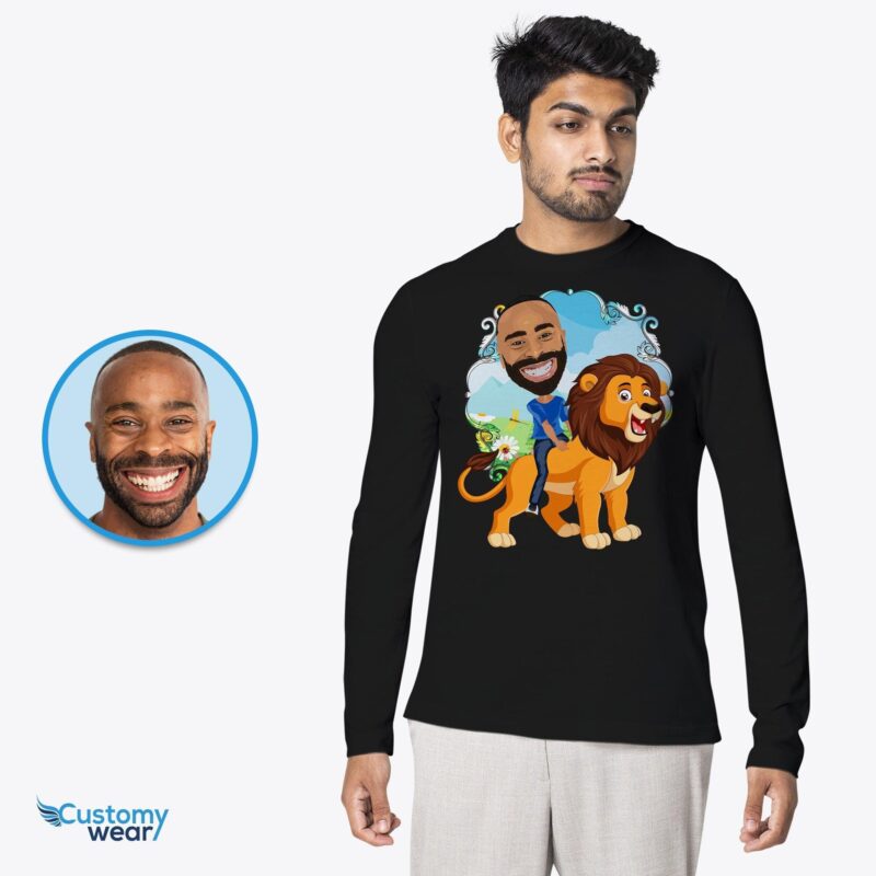 Camisa personalizada del hombre del montar a caballo del león ? Camiseta personalizada Lion Rider-Customywear-Camisetas para adultos