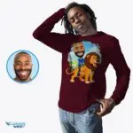 Custom Lion Riding Man Shirt | Personalized Lion Rider Tee-Customywear-Adult shirts