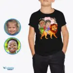 Custom Lion Riding Siblings Shirts | Personalized Kid's Funny Gift-Customywear-Boys