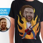 Мужская рубашка гитариста на заказ | Персонализированная футболка с электрогитарой, индивидуальная одежда, рубашки для взрослых
