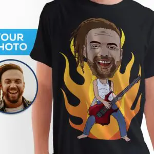 Niestandardowa koszula męska gitarzysty | Spersonalizowana koszulka z gitarą elektryczną Koszulki dla dorosłych www.customywear.com