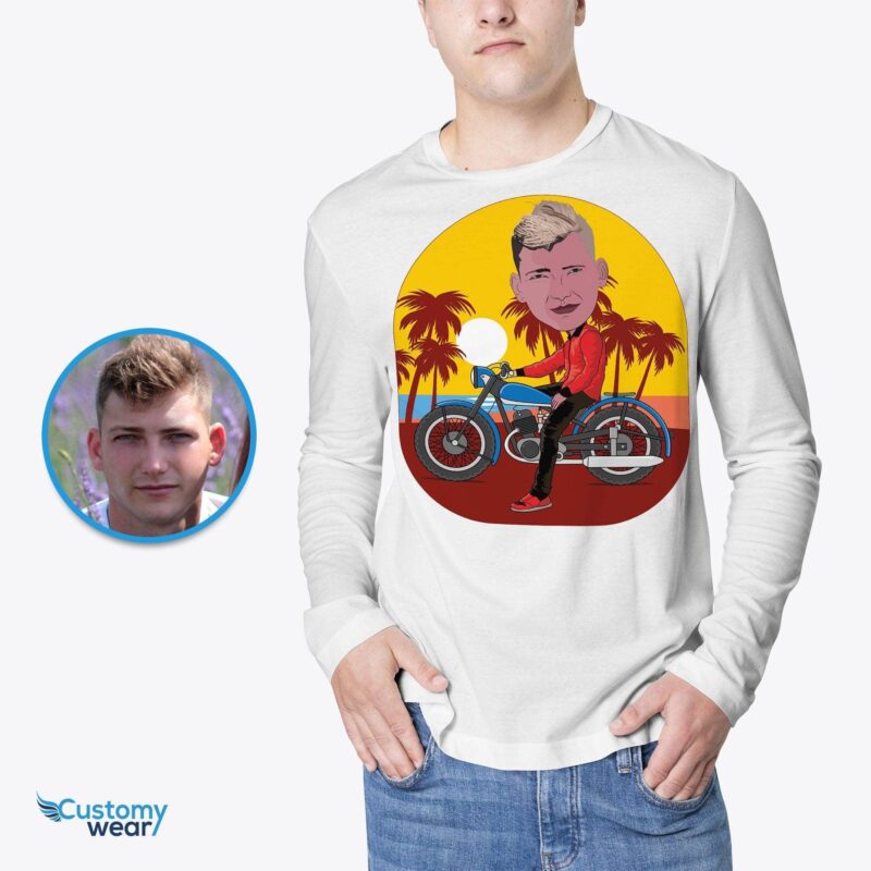 Motor-biker in beach custom shirt CustomyWear Adult-google, adult2, custom_tshirt, male, men, motorbike_lovers_tee, motorbike_rider_tee, motorcycl