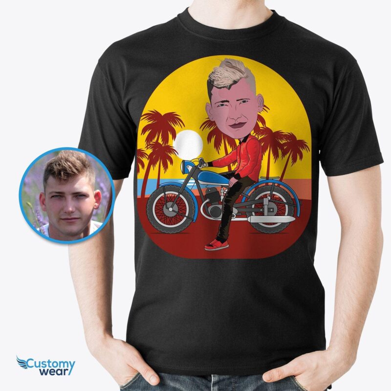Motor-biker in beach custom shirt CustomyWear Adult-google, adult2, custom_tshirt, male, men, motorbike_lovers_tee, motorbike_rider_tee, motorcycl