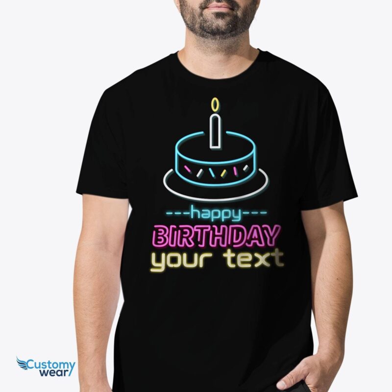 Neon sign birthday name shirt CustomyWear adult, adult2, birthday, male, Men, neon_light, neon_light_shirt, single-judge, unisex