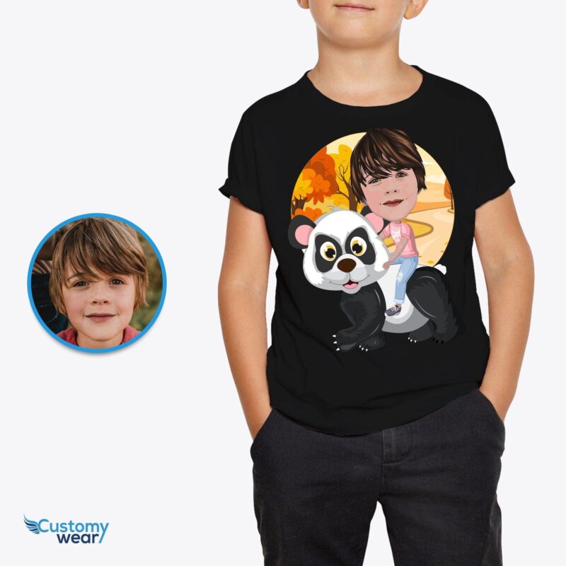 Panda riding boy shirt CustomyWear Adventure_shirt, animal, boy, funny_shirt, kid, Kids, kids_birthday_shirt, single-judge, toddler_bir