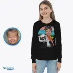 Custom Panda Riding Girl Shirt | Personalized Youth Tee-Customywear-Animal Lovers