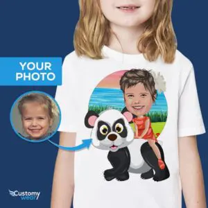 कस्टम पांडा राइडिंग गर्ल शर्ट | निजीकृत युवा टी पशु प्रेमी www.customywear.com