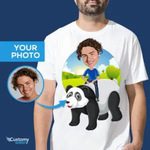 Custom Panda Riding Man Shirt | Personlig Animal Tee Voksenskjorter www.customywear.com