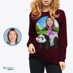 Aangepaste Panda rijden vrouw shirt | Gepersonaliseerde dieren-T-Customywear-volwassen shirts
