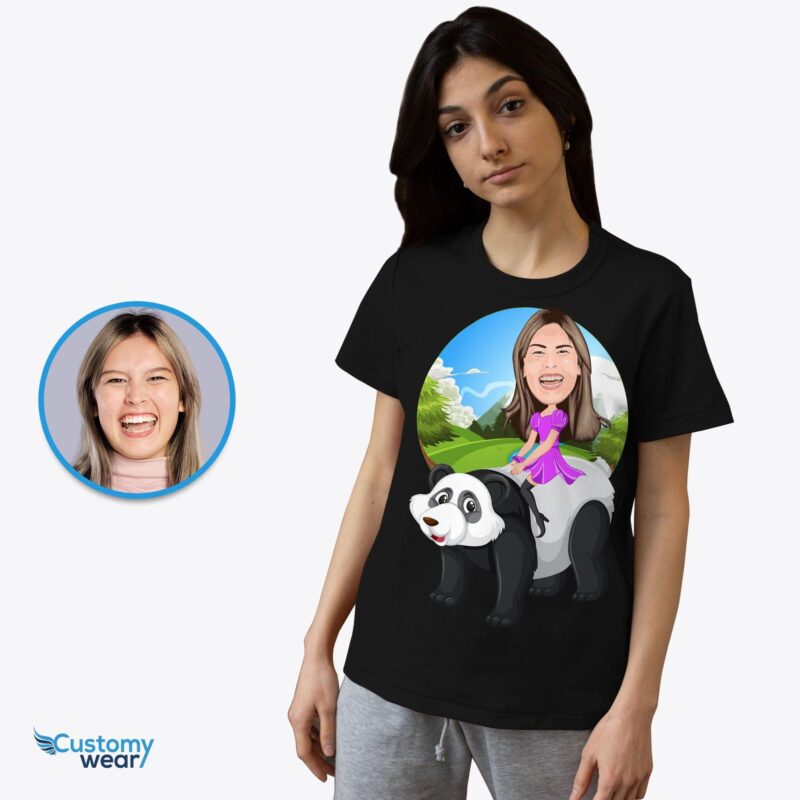 Panda riding woman shirt CustomyWear adult, adult2, Adventure_shirt, animal, female, nature_shirt, red_panda, single-judge, unisex, Women