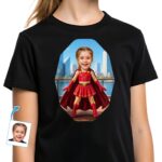 Personalized Superhero Girl Portrait Tee – Unleash Her Inner Hero Girl's T-shirts www.customywear.com 2