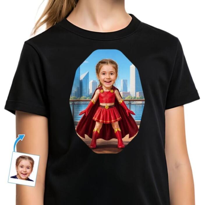 Personalized Superhero Girl Portrait Tee - Unleash Her Inner Hero (3)
