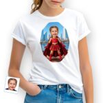 Personalized Superhero Girl Portrait Tee – Unleash Her Inner Hero Girl's T-shirts www.customywear.com 4