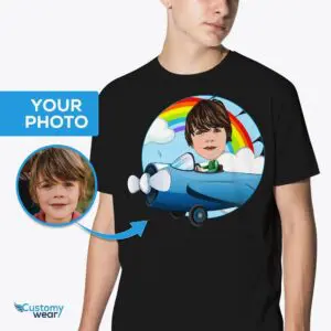 Custom Pilot Boy Airplane Shirt – Персонализирана авиационна тениска за деца Axtra – ВСИЧКИ векторни ризи – мъжки www.customywear.com