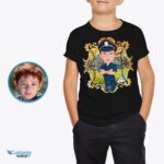定制警察男孩衬衫 - 印有您照片的个性化青少年 T 恤-Customywear-Boys