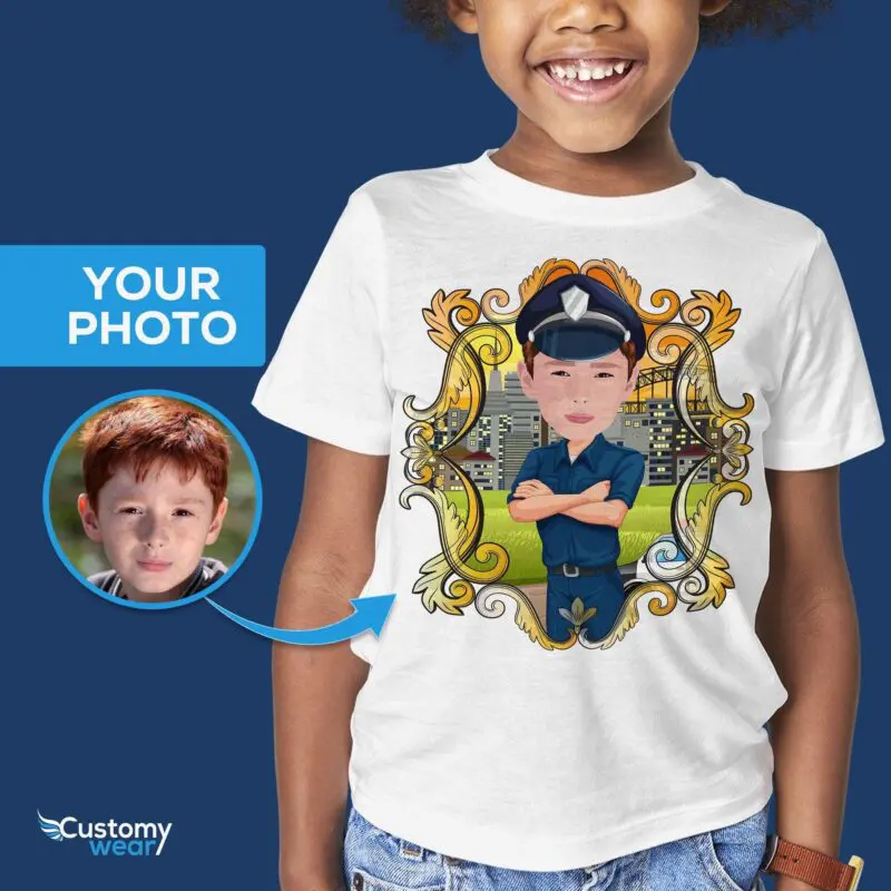 Custom Police Boy Shirt - Personalized Youth Tee with Your Photo-Customywear-Boys