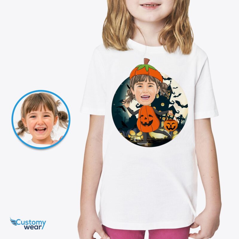 Pumpkin T-shirt for Girls CustomyWear girl, halloween, halloween shirt, halloween t shirts, halloween tees, pumpkin face t shirt, pumpkin