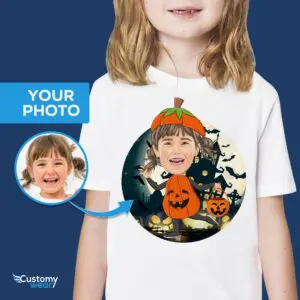 Isikupärastatud kõrvitsa T-särk tüdrukutele – kohandatud Halloweeni kostüüm Tee Axtra – KÕIK vektorsärgid – meestele www.customywear.com