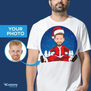 穿上我们定制的圣诞老人男士坐衬衫，拥抱节日气氛！成人衬衫 www.customywear.com