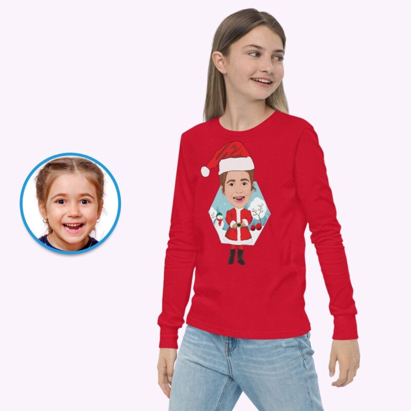 Santa Claus youth girl shirt CustomyWear christmas, Christmas_gift, custom_christmas, custom_gifts_kid, gift_for_her, girl, kid, kids, Santa_