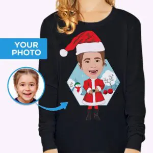 Özel Noel Baba Genç Kız Gömleğimiz ile Noel Büyüsünü Yaşayın Noel sanatı tişörtlerimiz www.customywear.com