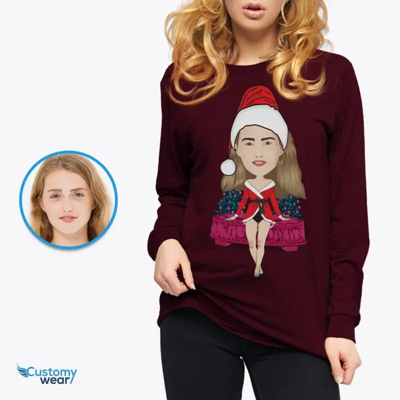Unleash the Festive Charm with Our Custom Santa Woman On Bed Shirt-Customywear-Adult shirts