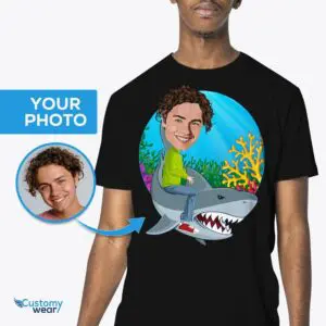 पुरुषों के लिए हमारी कस्टम शार्क राइडिंग शर्ट के साथ लहरों की सवारी करें वयस्क शर्ट www.customywear.com