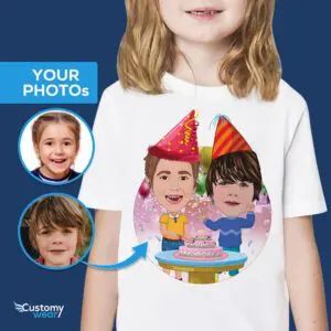Sărbătorește împreună cu cămăși personalizate pentru ziua de naștere a fraților! Ziua de naștere www.customywear.com