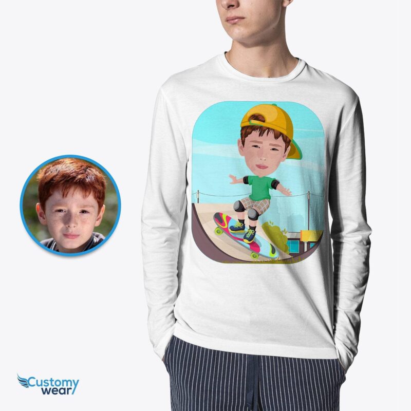 Skateboarding boy shirt CustomyWear boy, custom_gifts_kid, gift_for_her, kid_boy_tshirt, single-judge, skateboard_lover_tee, skateboard_