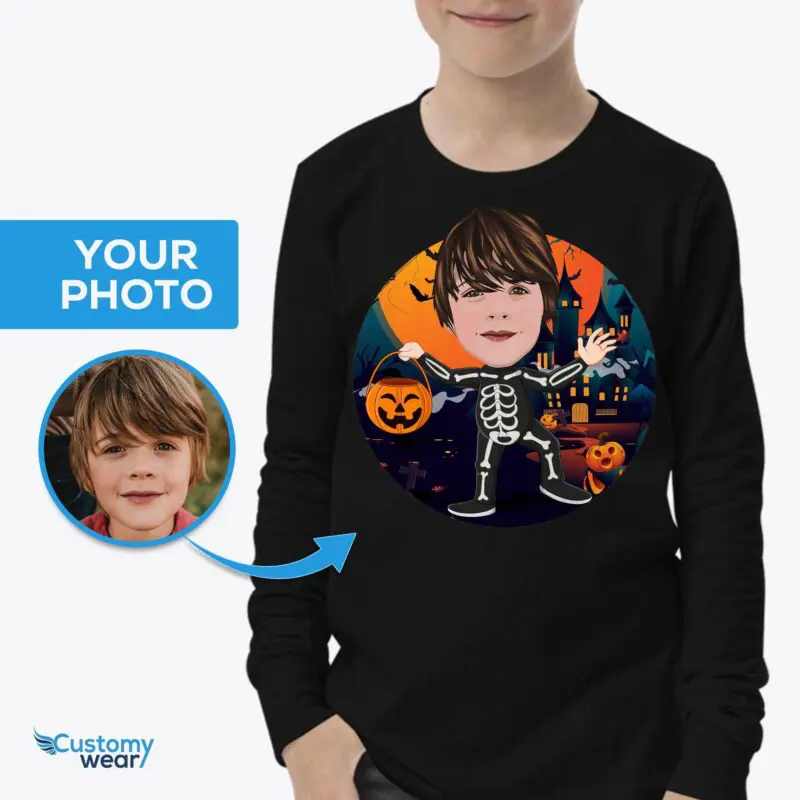 Spooktacular Fun with Our Custom Skeleton T-Shirt for Boys!-Customywear-Boys