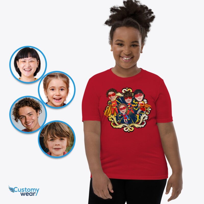 Персонализированная футболка «Семья супергероев» — Объединяйтесь как супергерои! — Одежда на заказ — Рубашки для взрослых