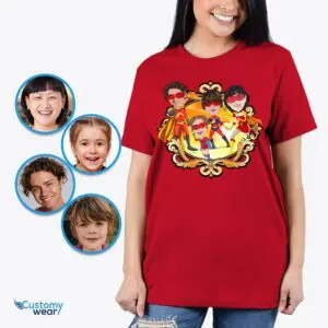 슈퍼 히어로 가족 맞춤형 티셔츠 - 슈퍼 스쿼드를 단결시키세요! 성인용 셔츠 www.customywear.com
