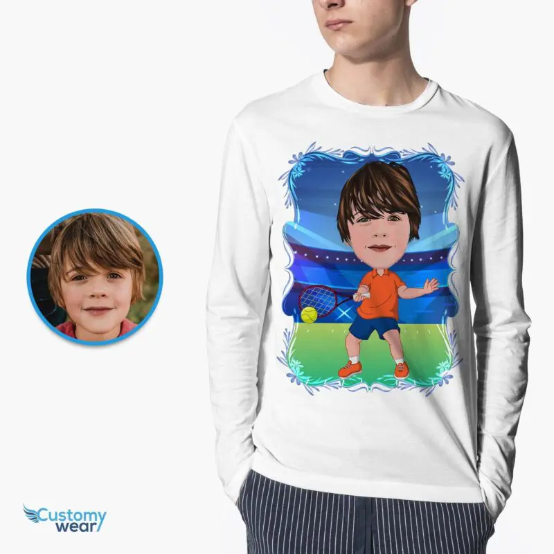 Custom Tennis Player Boy Shirt - Personalized Kids Sports Tee-Customywear-Boys
