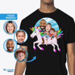 Personalisierte Einhorn-Familien-Shirts – skurriles individuelles T-Shirt-Set-Customywear-Erwachsenen-Shirts