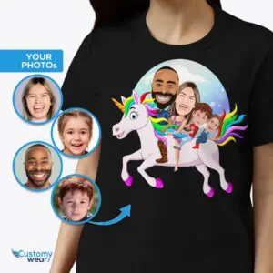 Spersonalizowane koszulki rodzinne z jednorożcem – Magiczne niestandardowe koszulki Koszule dla dorosłych www.customywear.com