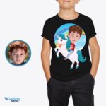 Personlig Unicorn-rytterskjorte - fortryllende t-shirts til børn - tilpasset tøj - dyreelskere