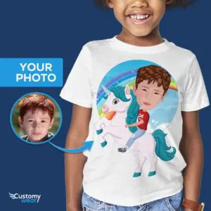 Personalisiertes Einhorn-Reiter-Shirt – bezauberndes Kinder-T-Shirt für Tierliebhaber www.customywear.com