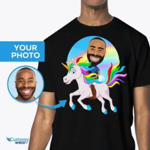 Gepersonaliseerd Unicorn Rider-shirt – Omarm de magie! Overhemden voor volwassenen www.customywear.com