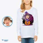 Kaos Labu Gadis Penyihir yang Dipersonalisasi | Kaos Halloween Kustom-Pakaian Khusus-Kaos Halloween Kustom