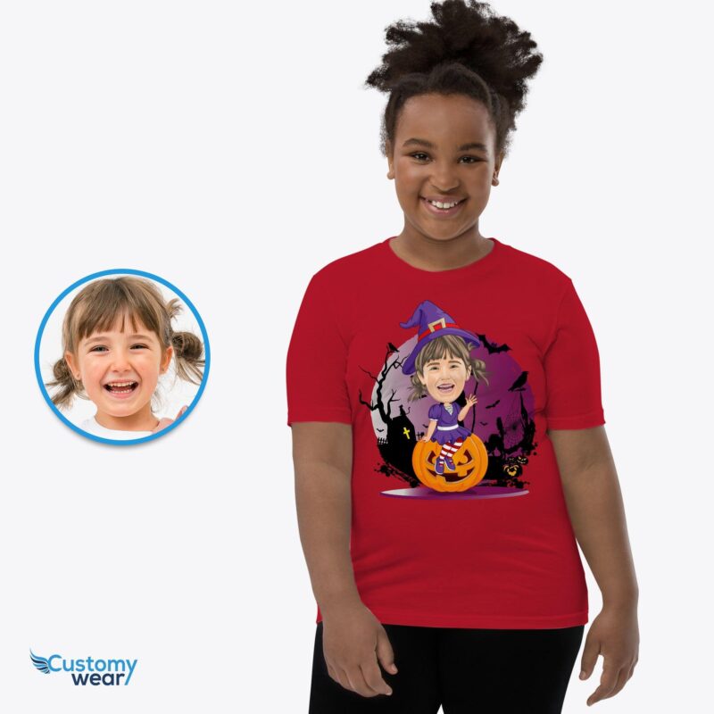 Witchy Girl Pumpkin T-shirt CustomyWear basic witch shirt, cute pumpkin shirts, girl, halloween, halloween shirt, halloween t shirts, hallow