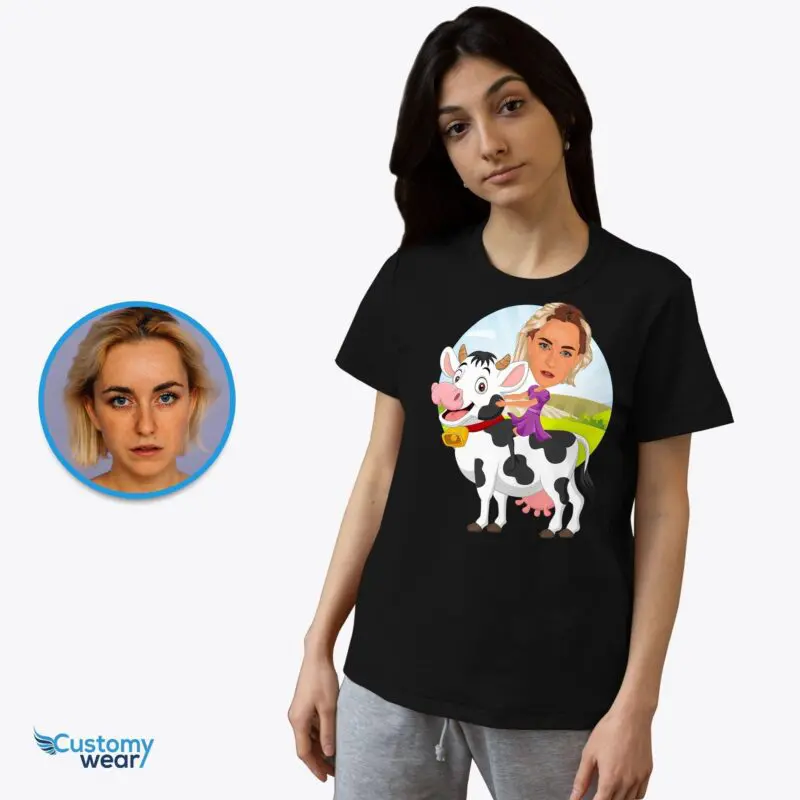 Personalized Women's Cow Riding Shirt | Custom Cow Lover Tee-Customywear-Adult shirts