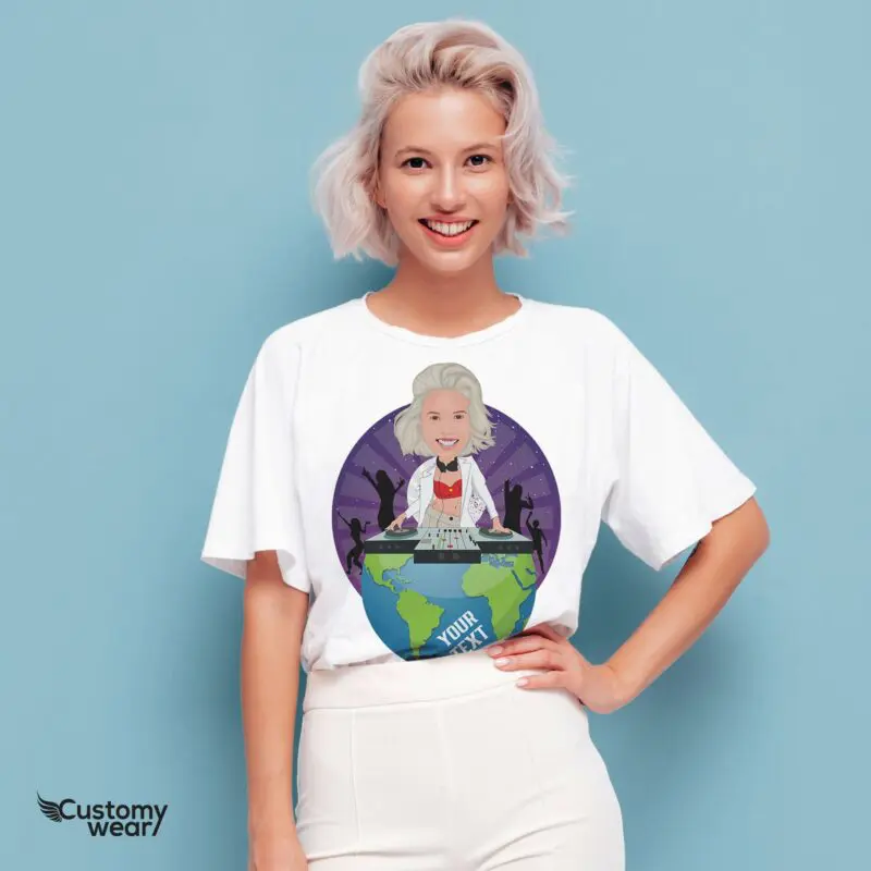 Personalized Women's DJ Globe T-Shirt | Custom DJ Music Tee-Customywear-Adult shirts
