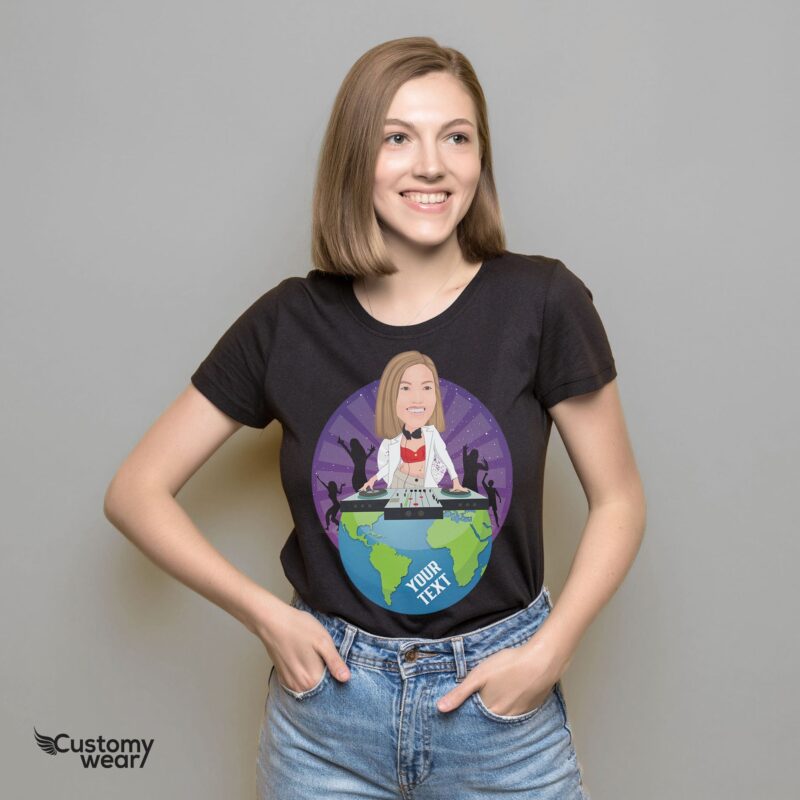 Women's Dj globe T-shirt CustomyWear Adult-google, adult2, Birthday gift for dj girls, Custom dj shirt, Custom_dj_shirt, custom_dj_tshirt