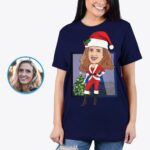 Персонализирана дамска тениска Дядо Коледа | Коледна тениска по поръчка-Облекло по поръчка-ризи за възрастни