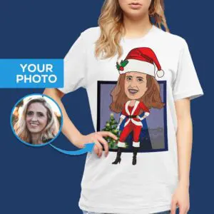 Chemise personnalisée du Père Noël pour femmes | Tee-shirt de Noël personnalisé Chemises pour adultes www.customywear.com
