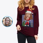Spersonalizowana damska koszulka Świętego Mikołaja | Niestandardowe świąteczne koszulki-Customywear-koszule dla dorosłych