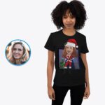 Spersonalizowana damska koszulka Świętego Mikołaja | Niestandardowe świąteczne koszulki-Customywear-koszule dla dorosłych