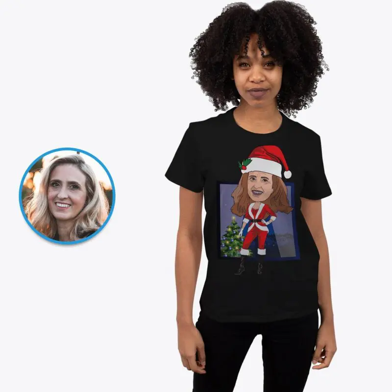 Personalized Women's Santa Claus Shirt | Custom Christmas Tee-Customywear-Adult shirts