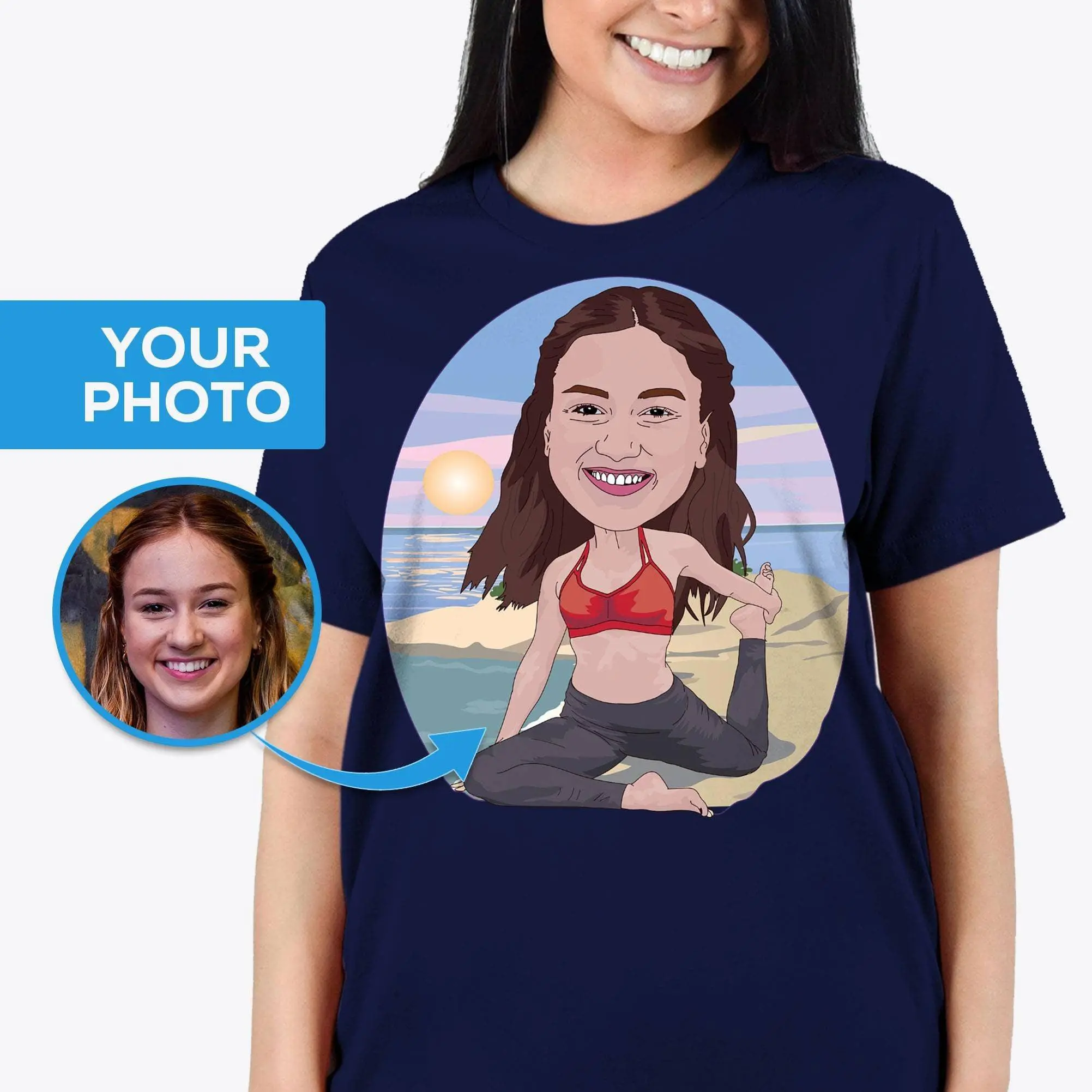 Camisa personalizada da ioga da praia das mulheres