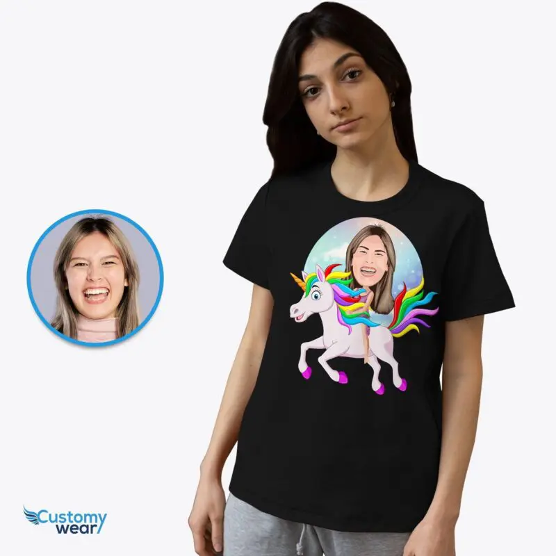 Personalized Women's Unicorn Riding Shirt | Custom Magical Tee for All Ages-Customywear-Adult shirts